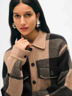 Fashion White + Warren cashmere luxe button down shacket TrueCamel/Black