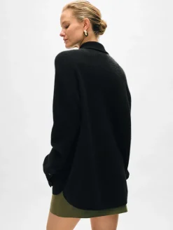 Online White + Warren cashmere luxe button down shacket Black