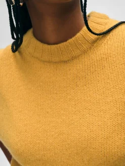 New White + Warren cashmere luxe crewneck Goldenrod