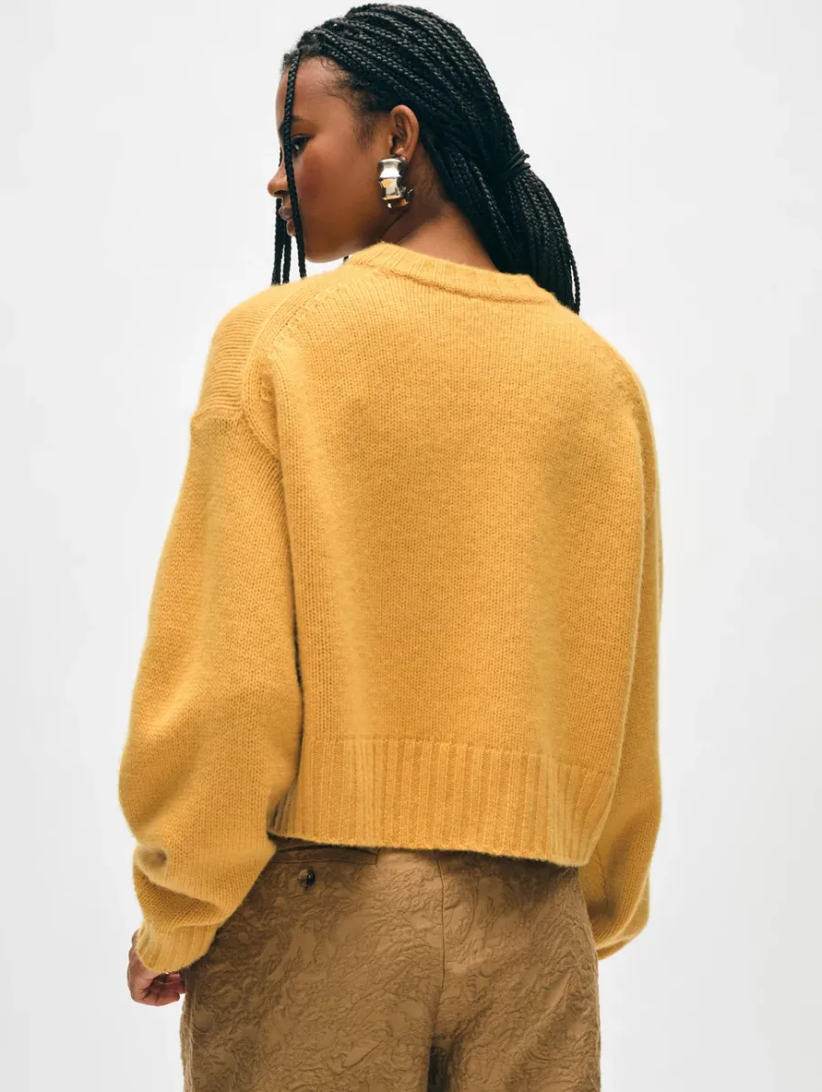 New White + Warren cashmere luxe crewneck Goldenrod