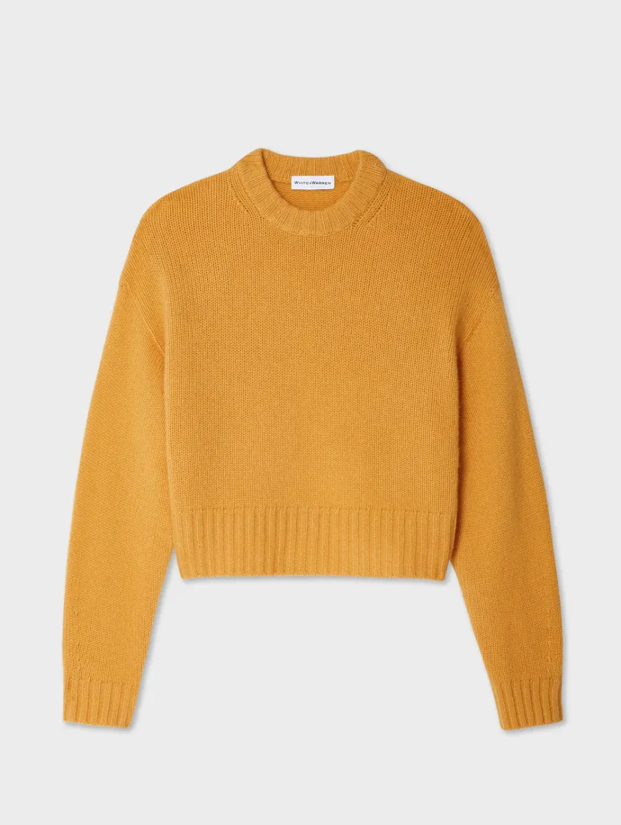 New White + Warren cashmere luxe crewneck Goldenrod