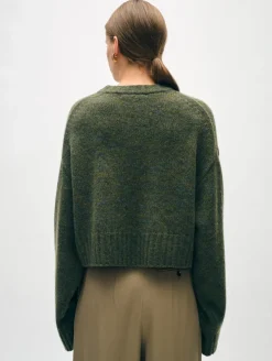 Fashion White + Warren cashmere luxe crewneck GreenMarl