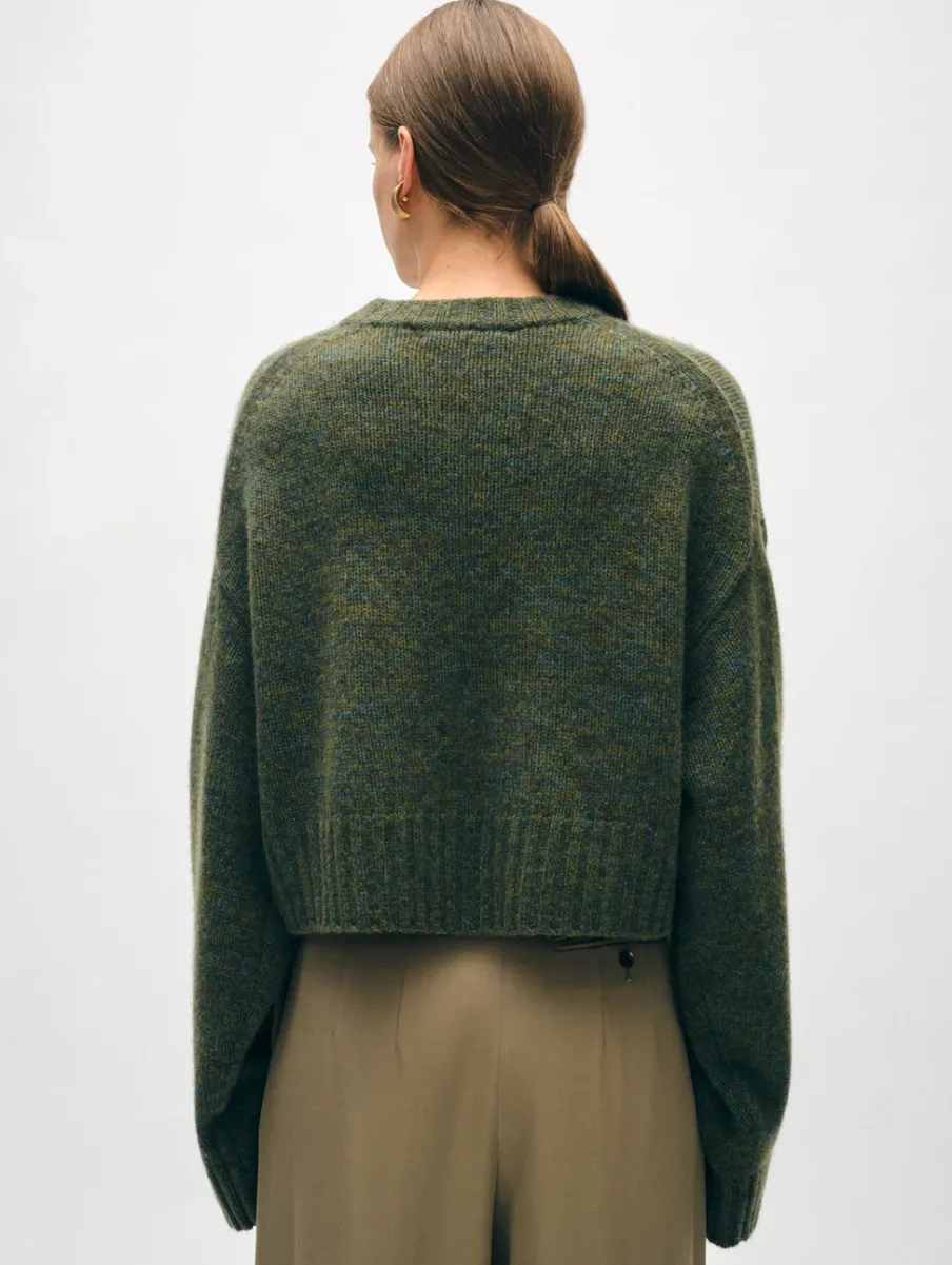 Fashion White + Warren cashmere luxe crewneck GreenMarl