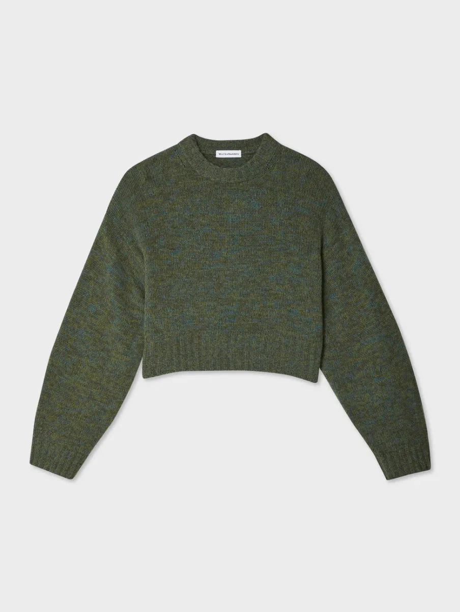 Fashion White + Warren cashmere luxe crewneck GreenMarl