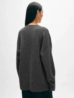Online White + Warren cashmere luxe pocket cardigan GraphiteHeather