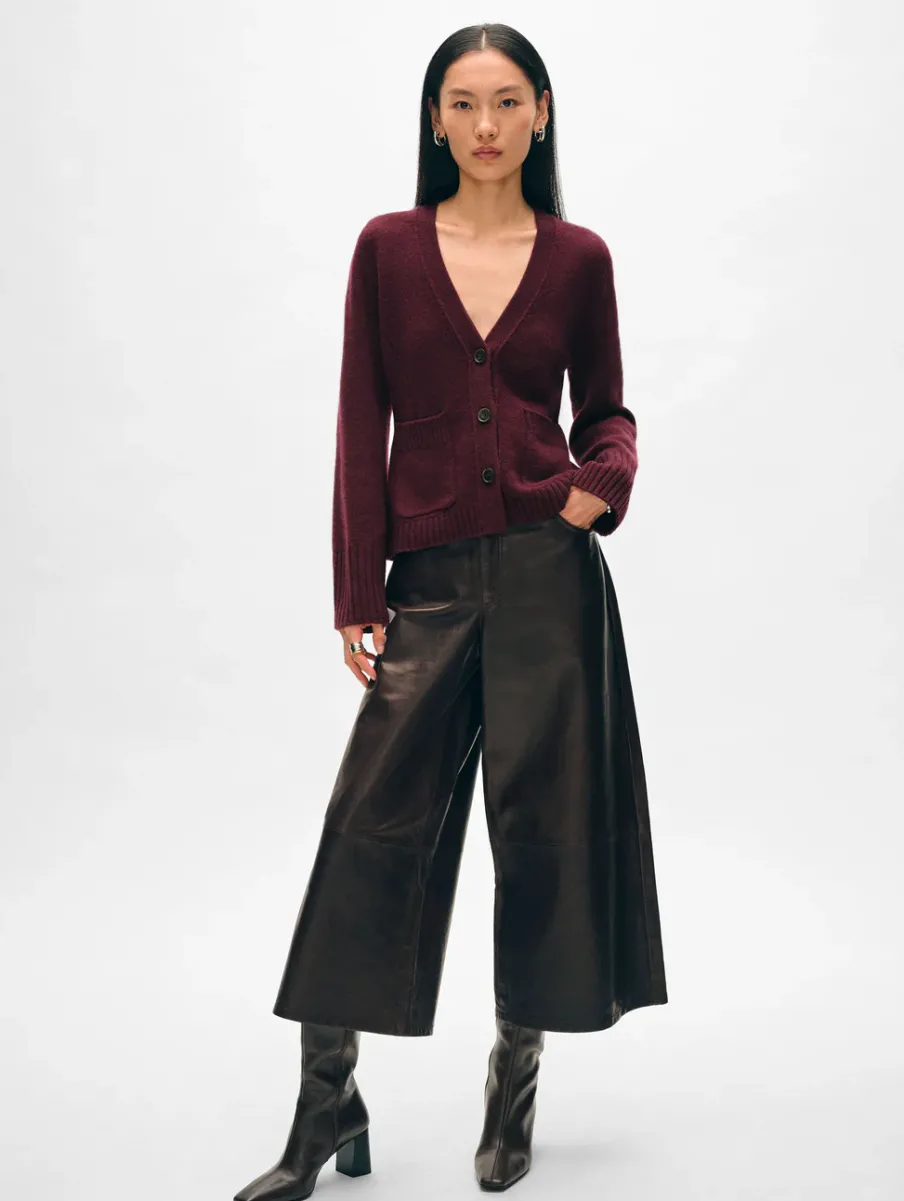 Online White + Warren cashmere luxe waisted cardigan Sangria