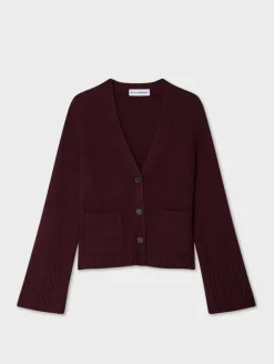 Online White + Warren cashmere luxe waisted cardigan Sangria