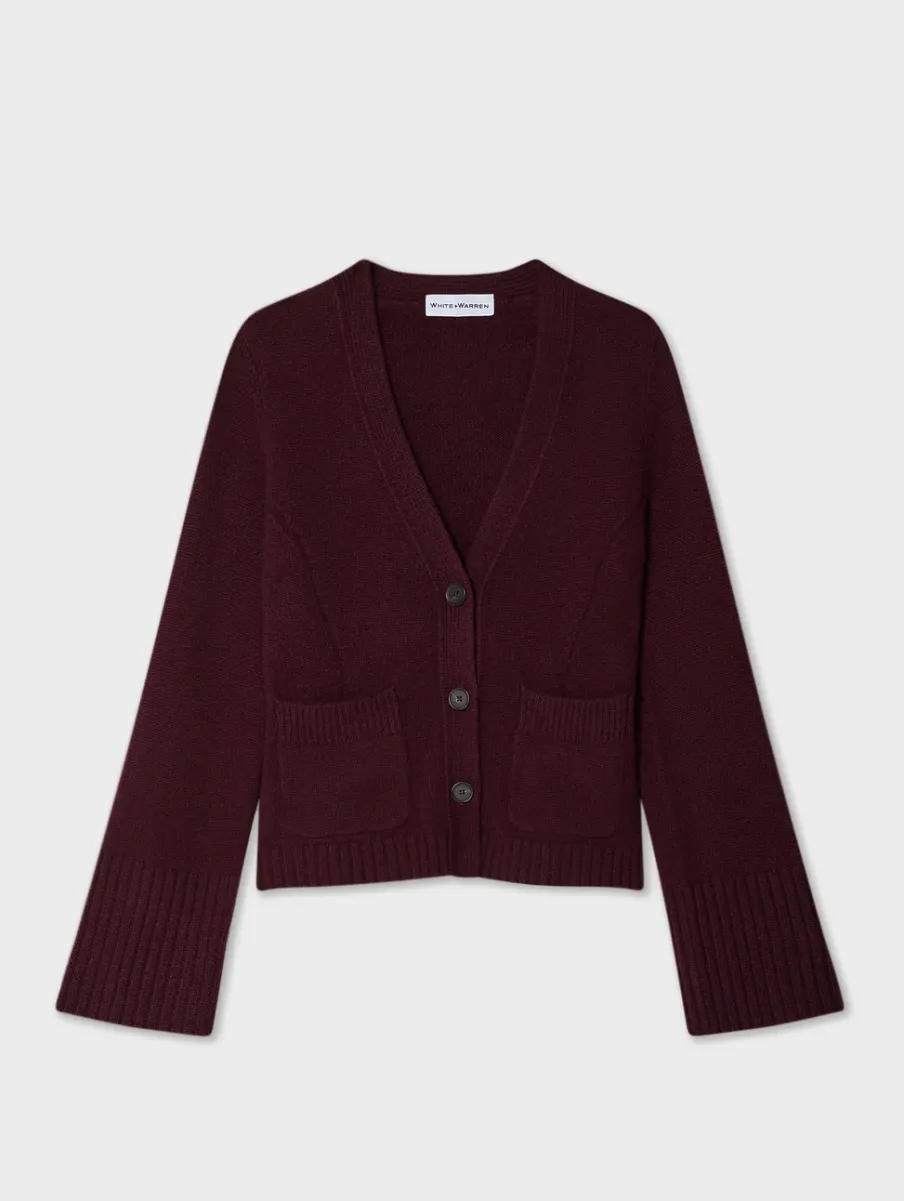 Online White + Warren cashmere luxe waisted cardigan Sangria