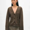 New White + Warren cashmere luxe waisted cardigan RussetBrown