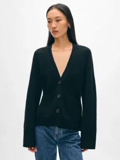 Discount White + Warren cashmere luxe waisted cardigan Black