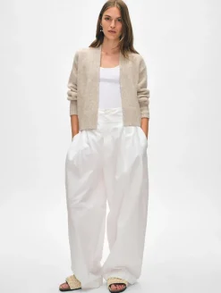 Online White + Warren cashmere marled open cardigan SandwispCombo