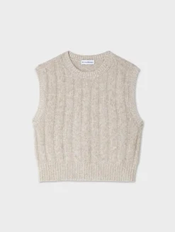New White + Warren cashmere marled wide ribbed shell SandwispCombo