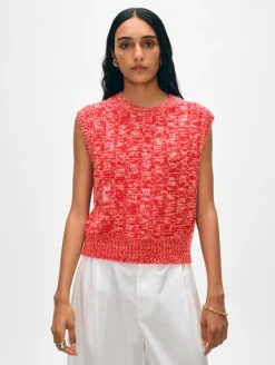 Hot White + Warren cashmere marled wide ribbed shell BrightScarletCombo