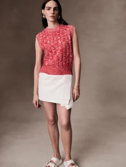 Hot White + Warren cashmere marled wide ribbed shell BrightScarletCombo