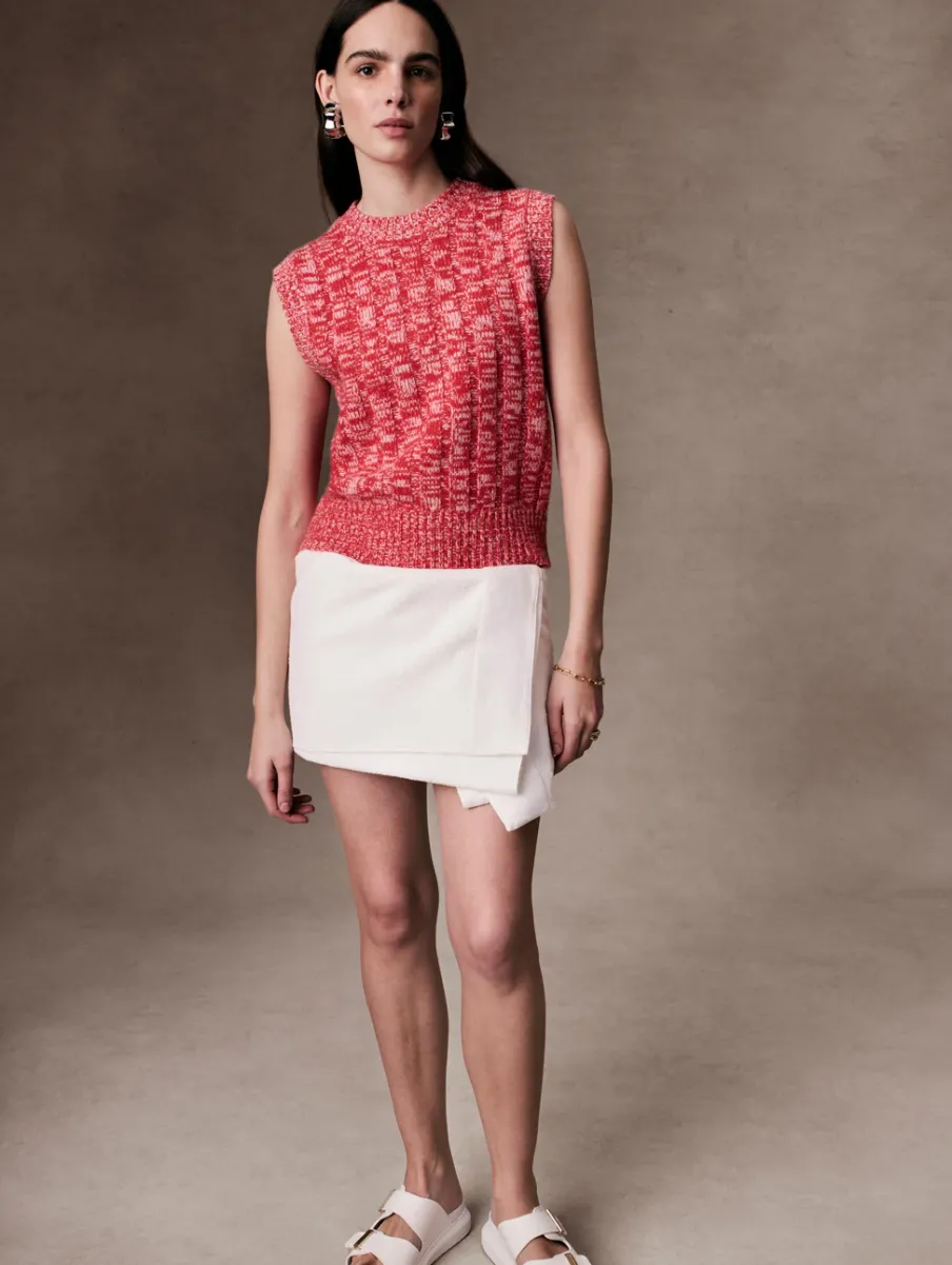 Hot White + Warren cashmere marled wide ribbed shell BrightScarletCombo
