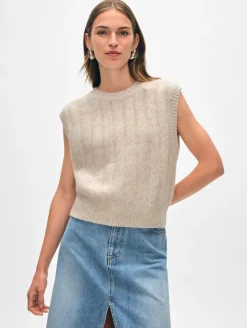 Discount White + Warren cashmere marled wide ribbed shell SandwispCombo