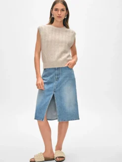 Discount White + Warren cashmere marled wide ribbed shell SandwispCombo
