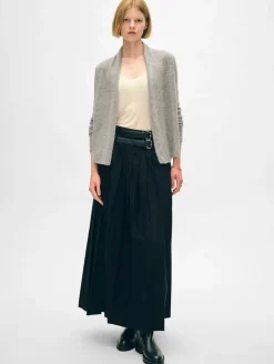 Discount White + Warren cashmere mini trapeze cardigan GreyHeather