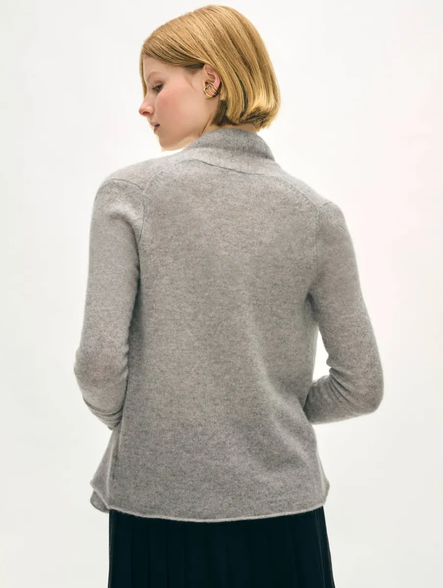 Discount White + Warren cashmere mini trapeze cardigan GreyHeather