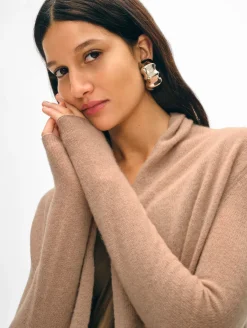 Sale White + Warren cashmere mini trapeze cardigan TrueCamel