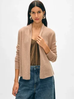 Sale White + Warren cashmere mini trapeze cardigan TrueCamel