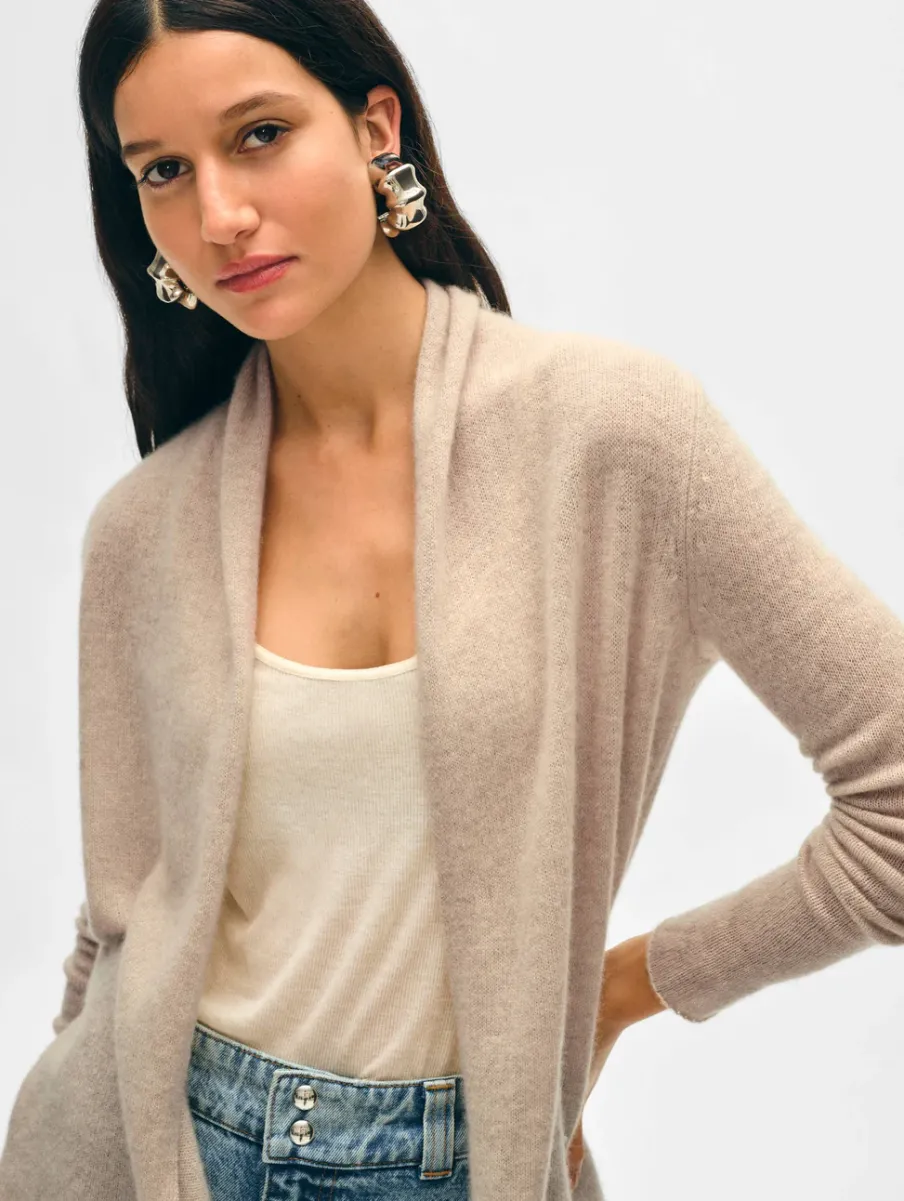 Online White + Warren cashmere mini trapeze cardigan SandWispHeather