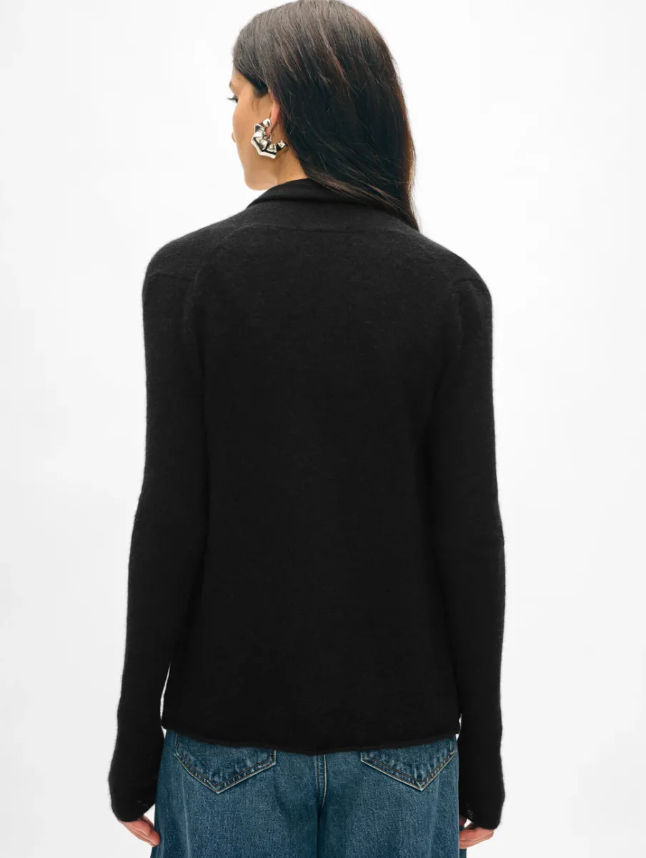 Outlet White + Warren cashmere mini trapeze cardigan Black