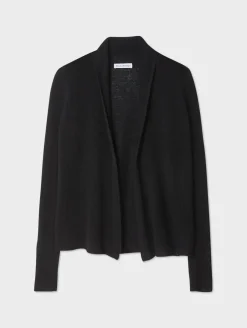 Outlet White + Warren cashmere mini trapeze cardigan Black