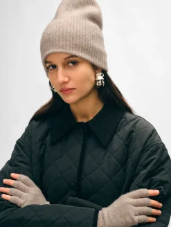 Hot White + Warren cashmere plush rib beanie SandWispHeather