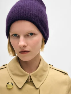 Online White + Warren cashmere plush rib beanie MidnightViolet