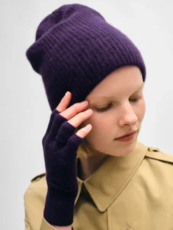 Online White + Warren cashmere plush rib beanie MidnightViolet