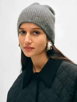 Sale White + Warren cashmere plush rib beanie GraphiteHeather