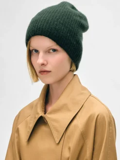 Outlet White + Warren cashmere plush rib beanie DeepEmerald