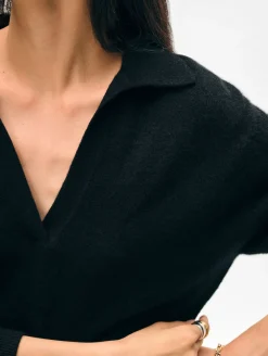 Clearance White + Warren cashmere polo Black
