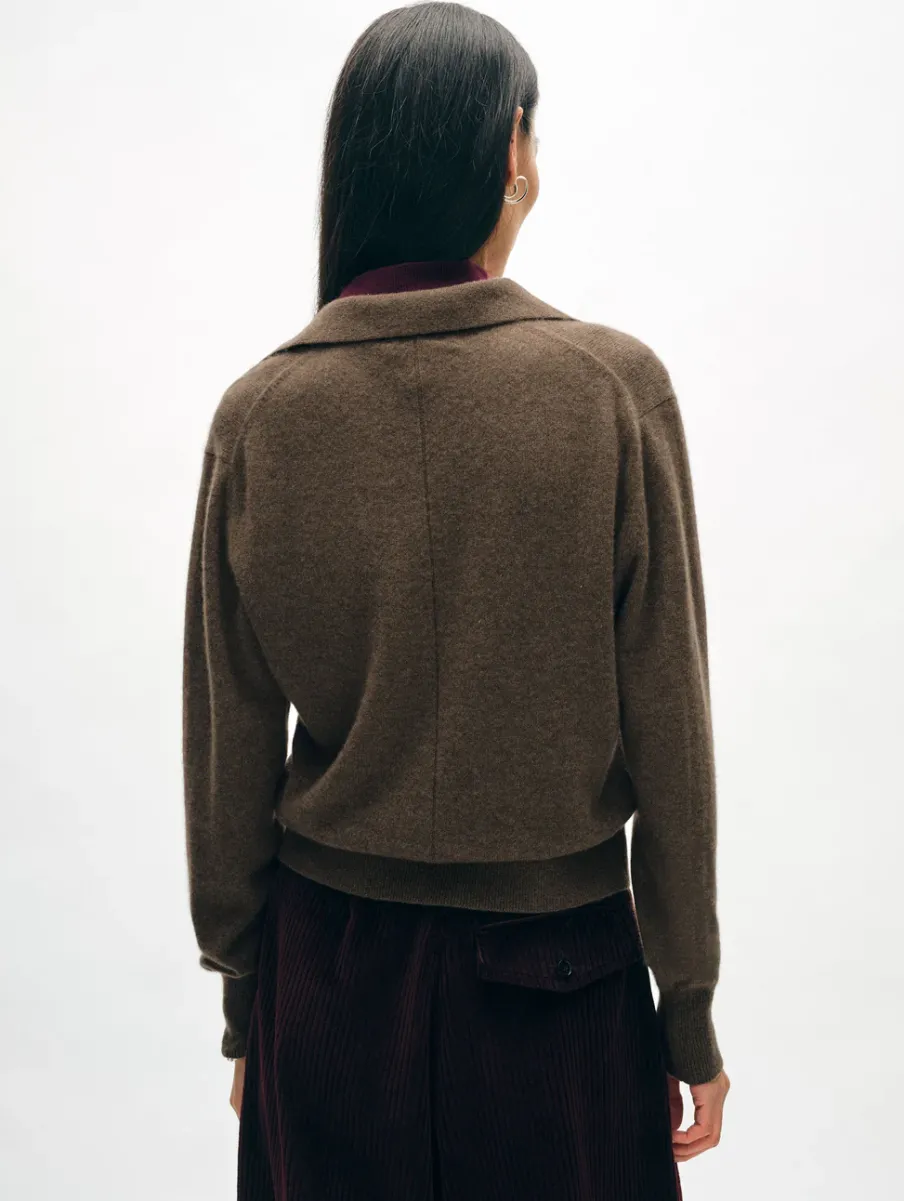 Sale White + Warren cashmere polo RussetBrown