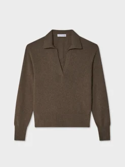 Sale White + Warren cashmere polo RussetBrown