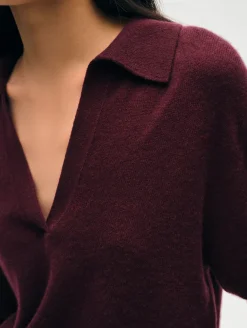 Outlet White + Warren cashmere polo Sangria