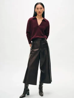 Outlet White + Warren cashmere polo Sangria