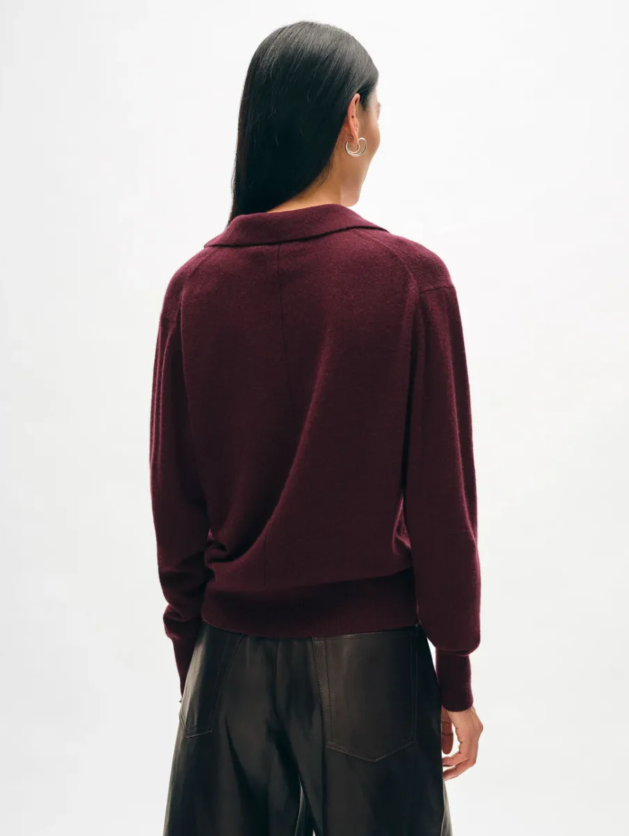 Outlet White + Warren cashmere polo Sangria