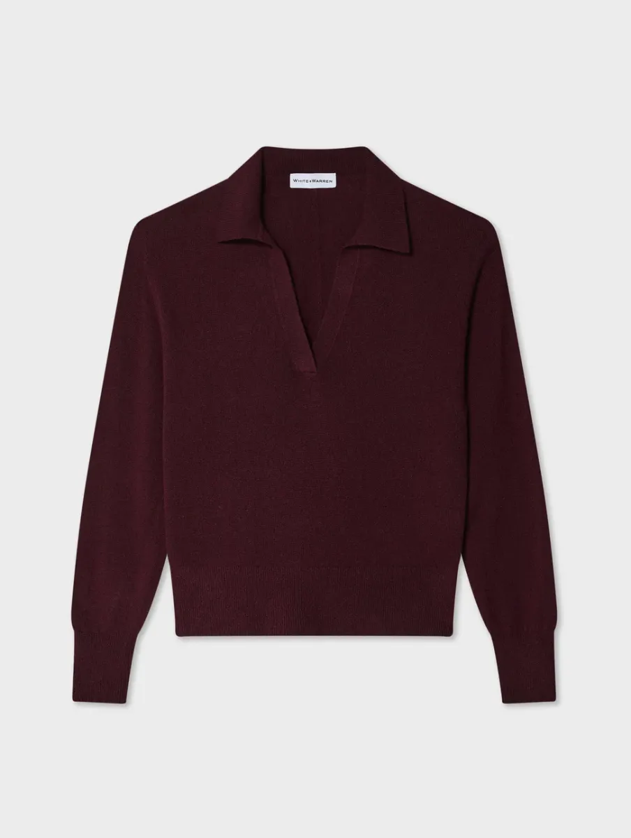 Outlet White + Warren cashmere polo Sangria
