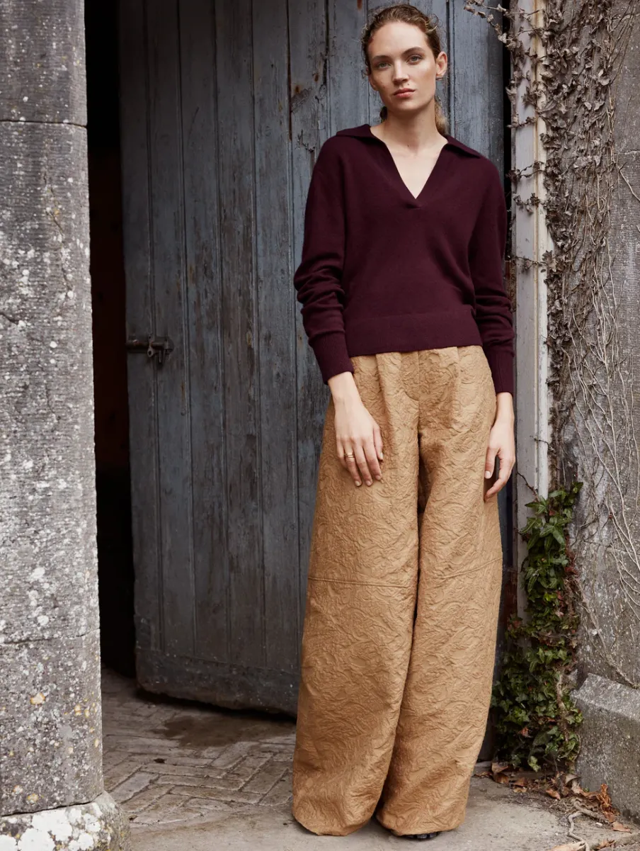 Outlet White + Warren cashmere polo Sangria