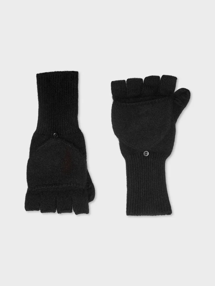 Best White + Warren cashmere pop top glove Black