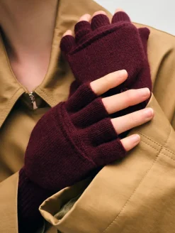 Discount White + Warren cashmere pop top glove Sangria