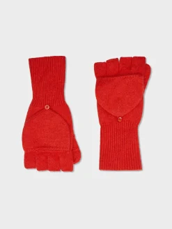 New White + Warren cashmere pop top glove CarmineRed