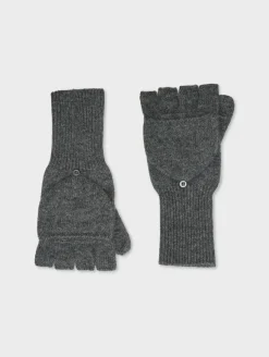 Hot White + Warren cashmere pop top glove GraphiteHeather
