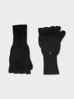 Outlet White + Warren cashmere pop top glove Black