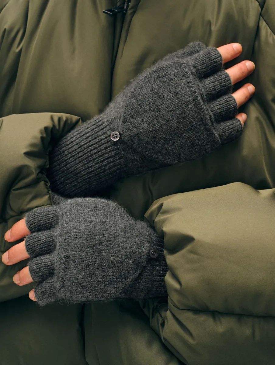 Best White + Warren cashmere pop top glove GraphiteHeather