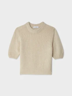 Online White + Warren cashmere puff sleeve crewneck NaturalHeather