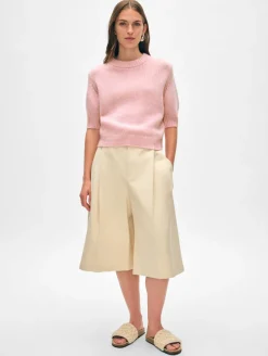 Fashion White + Warren cashmere puff sleeve crewneck Primrose