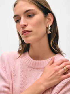 Hot White + Warren cashmere puff sleeve crewneck Primrose